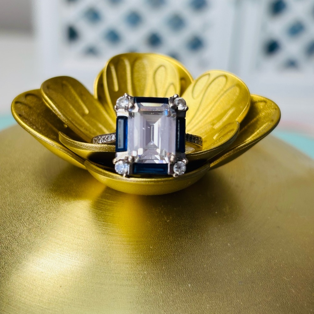 Sterling Silver Statement Ring With Glass Stones … - image 2